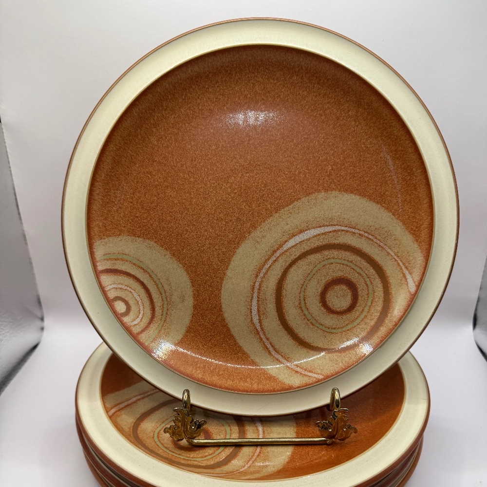 Denby England Fire Chilli Luncheon Plates 8 7/8". Set of 4.